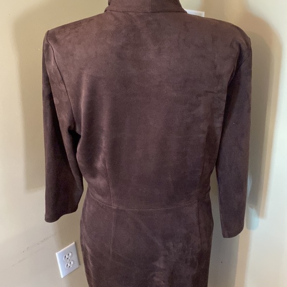 J. McLaughlin Womens Lillian Brown Faux Suede Dress | Sz L office wear business - Picture 5 of 8